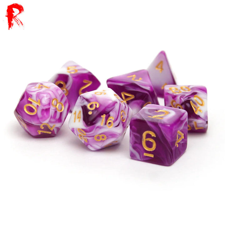 Raspberry Cream - 7-Die RPG Set - Ronin Games Acrylic Dice HDB-54