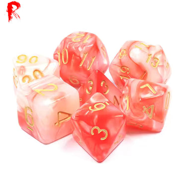 Ambrosia - Multi-Coloured Swirl 7-Die RPG Set - Ronin Games Acrylic Dice - HDB-57