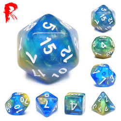 Starry Night - Multi-Coloured Swirl 7-Die RPG Set - Ronin Games Acrylic Dice - HDB-65