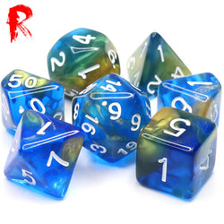 Starry Night - Multi-Coloured Swirl 7-Die RPG Set - Ronin Games Acrylic Dice - HDB-65