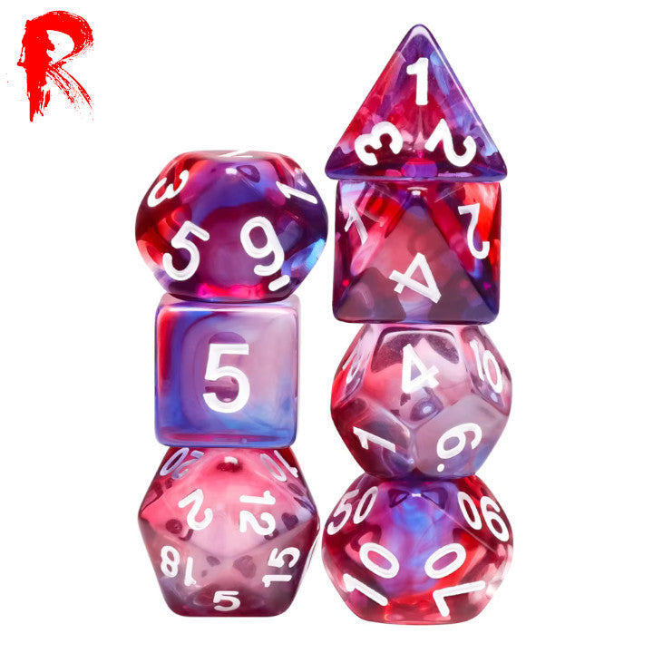 Blade Dancer - Multi-Coloured Swirl 7-Die RPG Set - Ronin Games Acrylic Dice - HDB-72