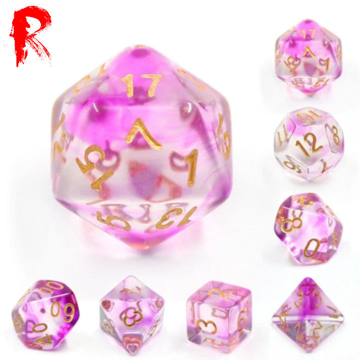 Magic Potion - Clear and Purple 7-Die RPG Set - Ronin Games Acrylic Dice - HDE-01