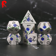 Blue Rose - Blue and Silver - Metal Ronin Dice