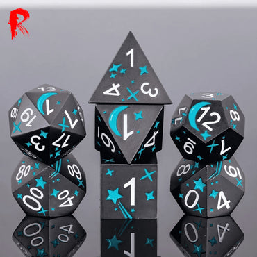 Constellations in Teal - Teal Stars and Black Metal - Ronin Dice - HDFD-100