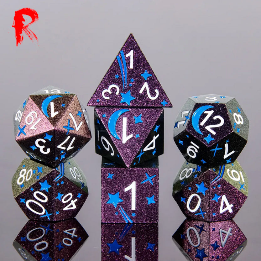 Mystic Night - Blue Stars and Mauve Metal - Ronin Dice - HDFD-92