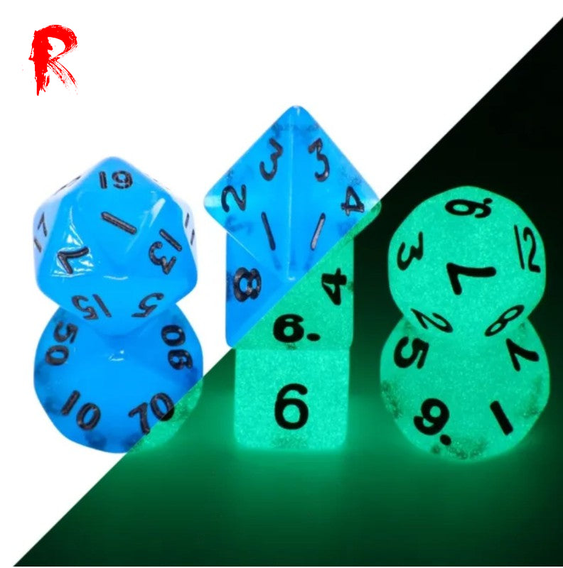 Blue Glow in the Dark MINI RPG Dice Set - Ronin Games
