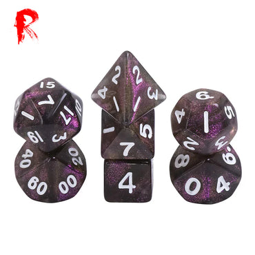 Hive Mind - Purple Iridescent Mini Acrylic RPG 7-Dice Set - Ronin Games Dice - HDMM-12