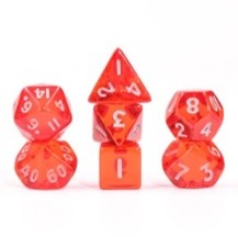 Mini Transparent Red Dice - Acrylic RPG 7-Dice Set - Ronin Games Dice
