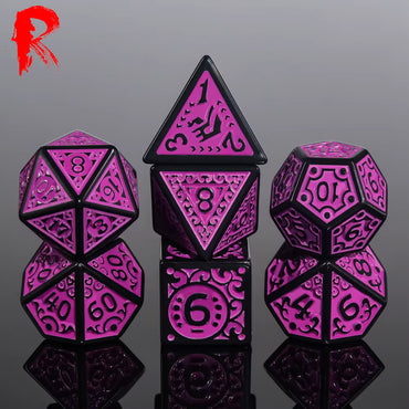 Purple Runes - Purple/Black 7-Die RPG Set - Ronin Games Acrylic Dice - HDO-39