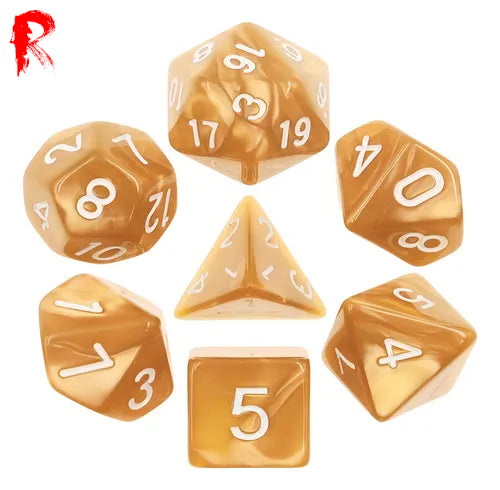 Liquid Gold - Pearl RPG Acrylic 7 Dice Set - Ronin Dice - HDP-08