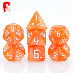 Forge Glow - Orange Pearl 7-Die RPG Set - Ronin Games Acrylic Dice - HDP-11