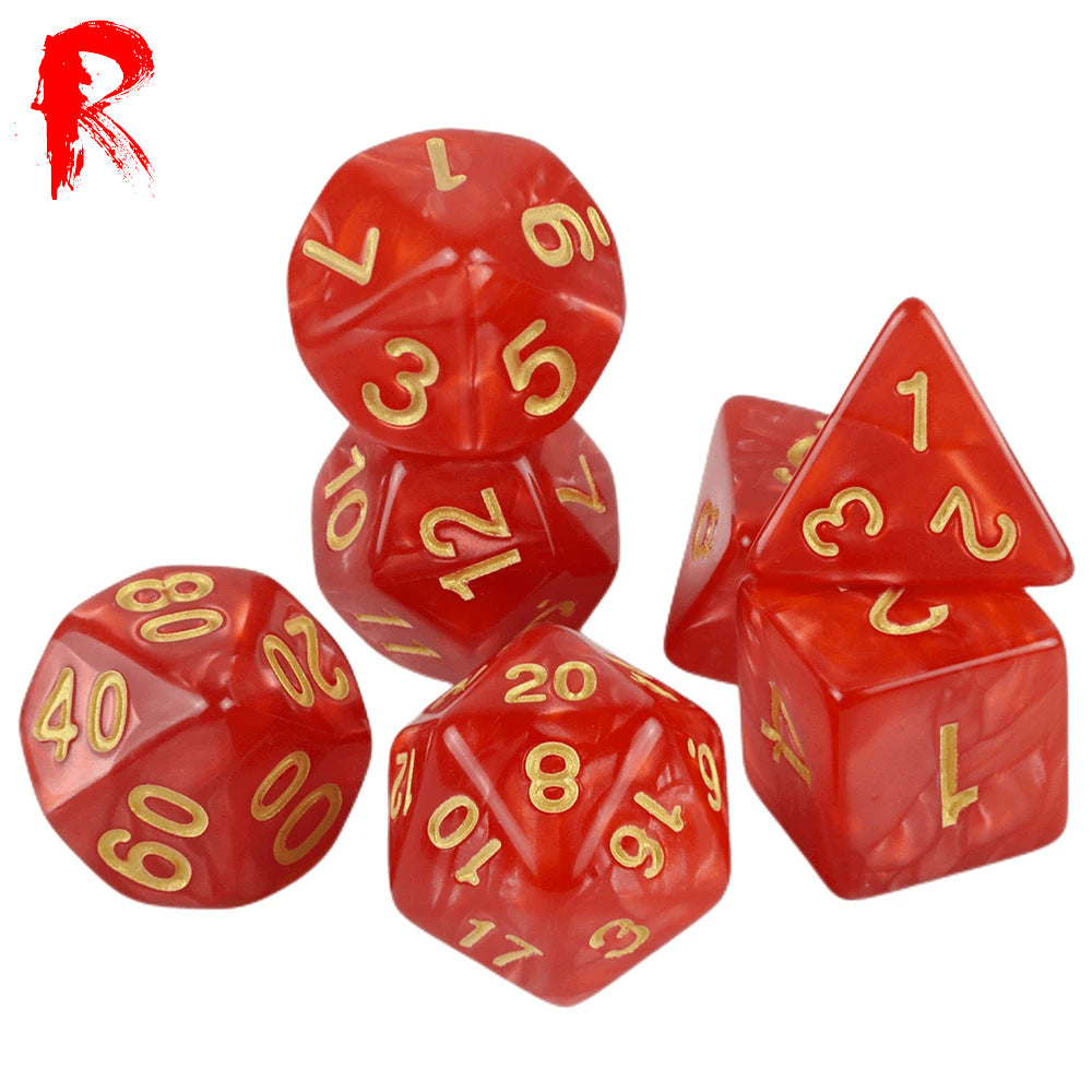 Red Pearl - 7-Die RPG Set - Ronin Games Dice - HDP-16