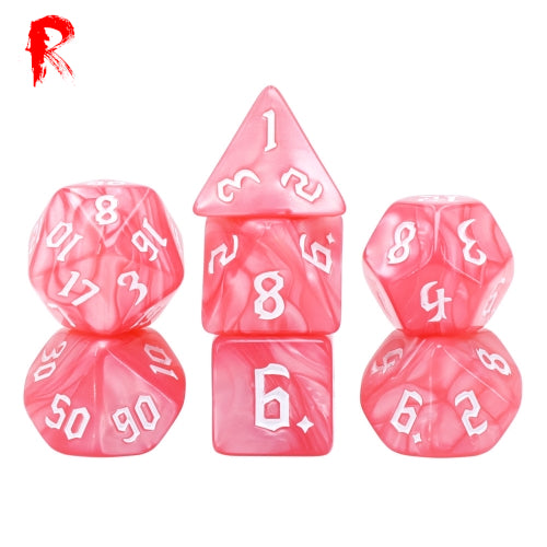 Faerie Pink - Pearl 7-Die RPG Set - Ronin Games Acrylic Dice - HDP-28