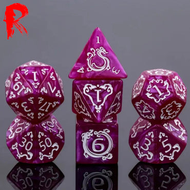 Auspicious Clouds - Purple RPG Acrylic 7 Dice Set - Ronin Games HDP-35