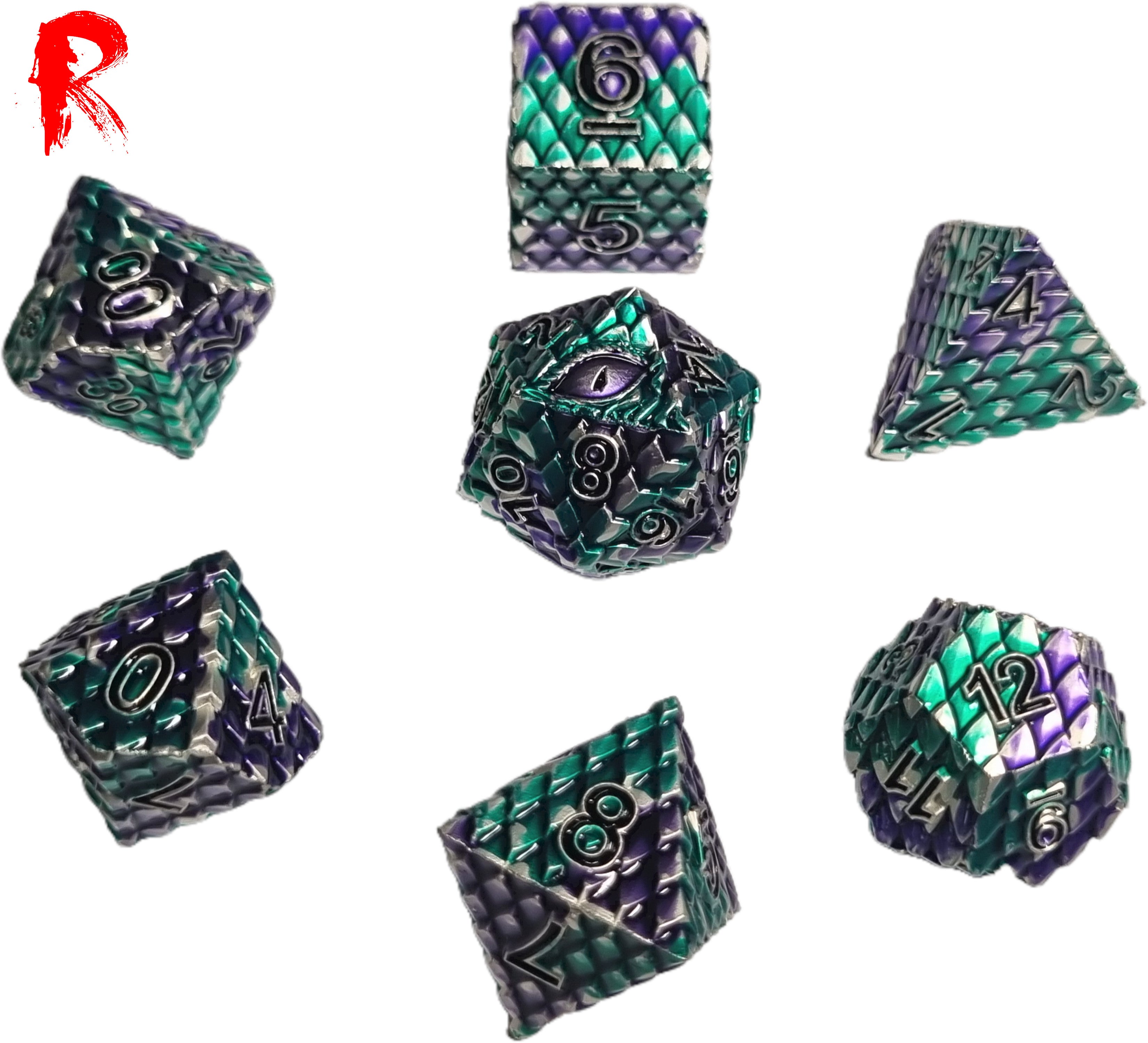 Dragon Scale Dice Dice Set - Purple/Green - Ronin Games Dice MDE004