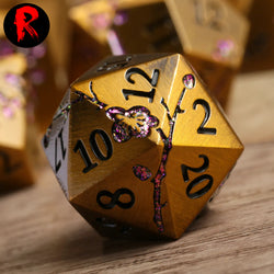 Metal Japanese Cherry Blossom Copper and Purple 7-Die RPG Set - Ronin Games Dice MP003