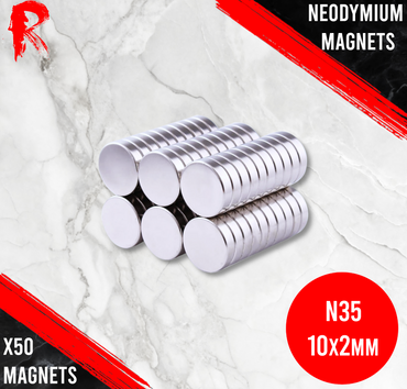 Ronin Games - N35 Neodymium Magnets 10x2mm - 50 Units