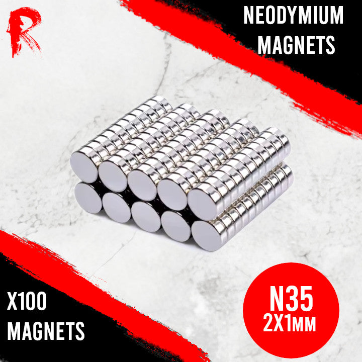 Ronin Games - N35 Neodymium Magnets 2x1mm - 100 units