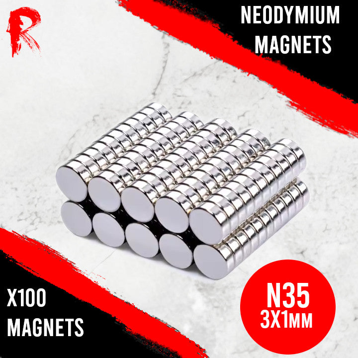 Ronin Games - N35 Neodymium Magnets 3x1mm - 100 units