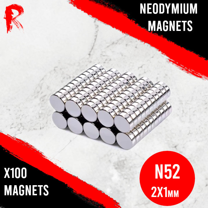 Ronin Games - N52 Neodymium Magnets 2x1mm - 100 units