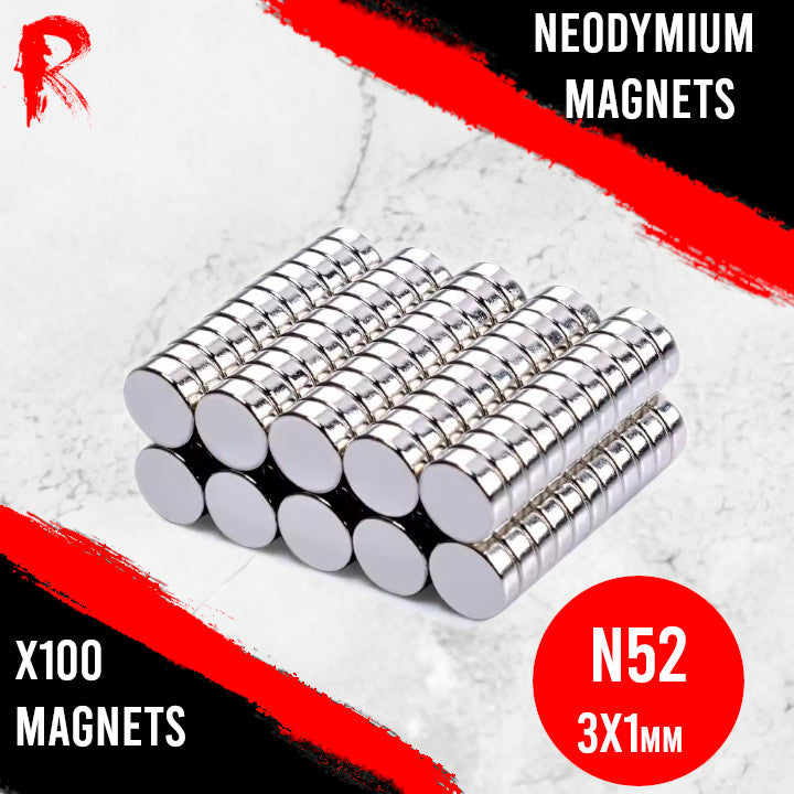 Ronin Games - N52 Neodymium Magnets 3x1mm - 100 units