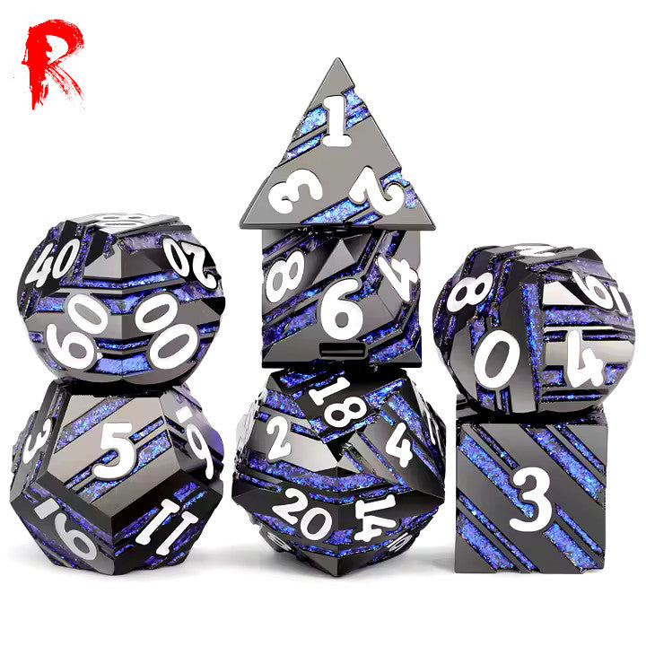 Neon Rain - Metal 7-Dice RPG Set - Ronin Games Dice