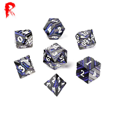 Neon Rain - Metal 7-Dice RPG Set - Ronin Games Dice