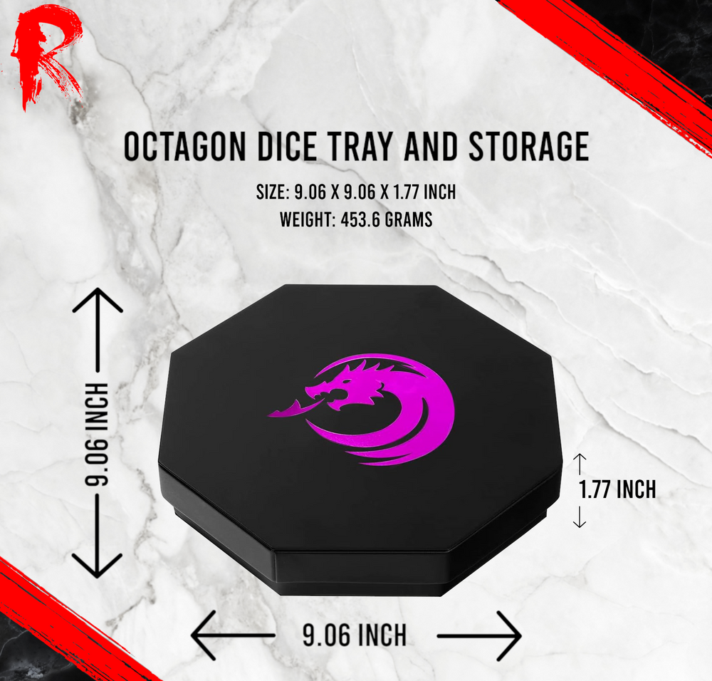Octagon Dice Tray and Storage - Purple