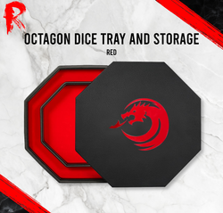 Octagon Dice Tray and Storage - Red