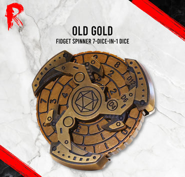 Fidget Spinner 7-Dice-in-1 Dice - Old Gold - Ronin Games Dice - DT006