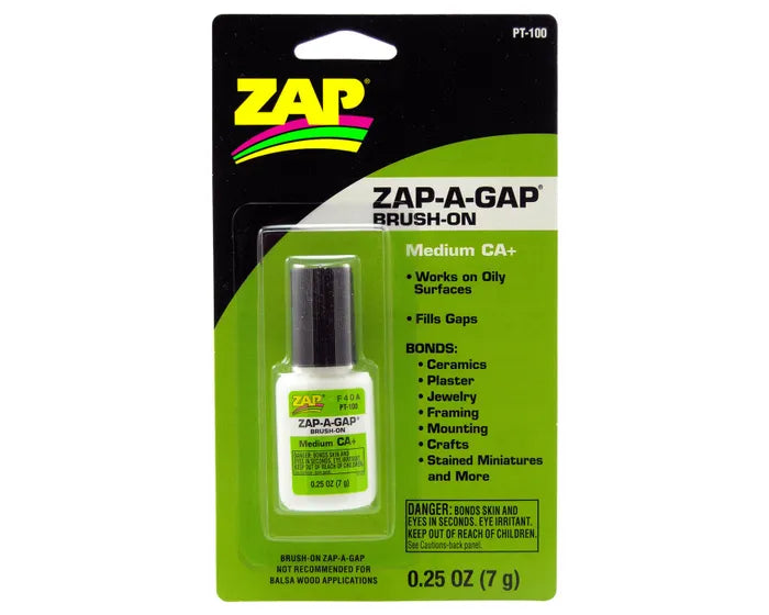 Zap-A-Gap CA+ Brush-on Medium Cyanoacrylate (Green) 1/4oz/7g