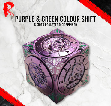 6 Sided Roulette Dice Spinner - Purple & Green Colour Shifting - Ronin Games Dice - DR006