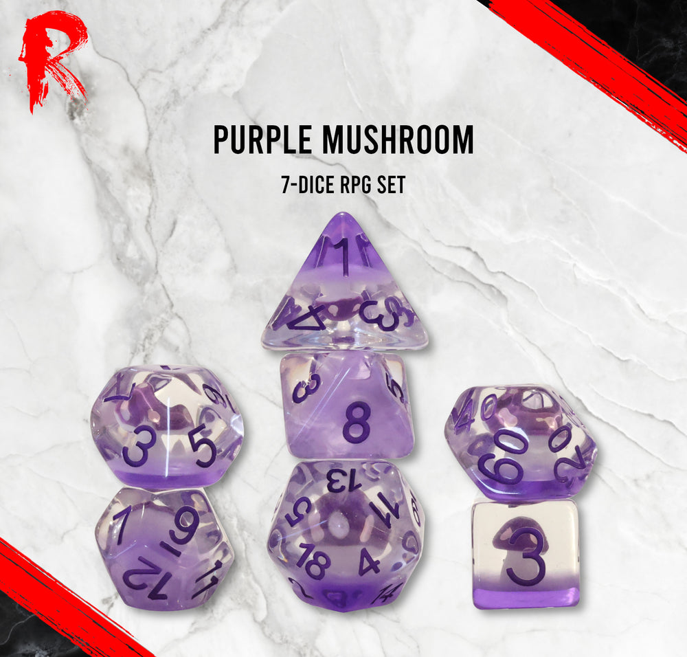 Purple Mushroom Resin Dice RPG Set - Ronin Games