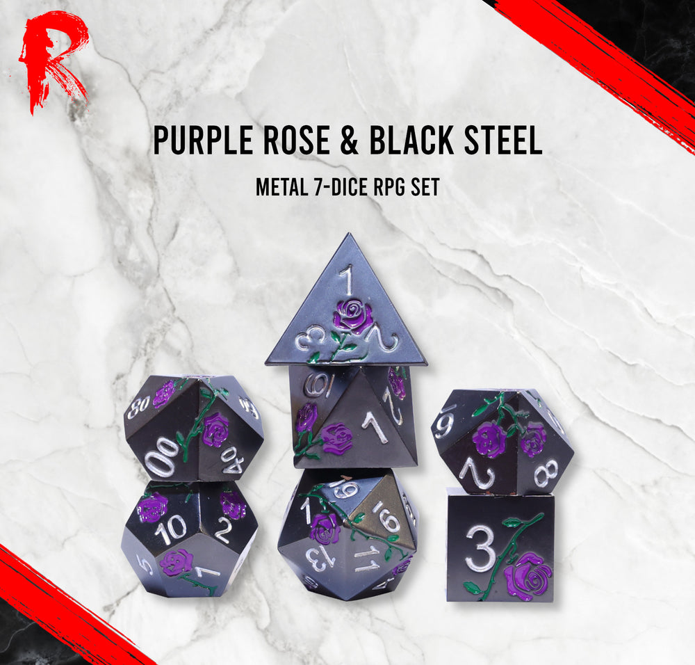 Purple Rose and Black Steel - Metal Ronin Dice