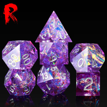 Sharp Edge Resin Constellation Dice - Purple - RPG 7-Dice Set - Ronin Games Dice