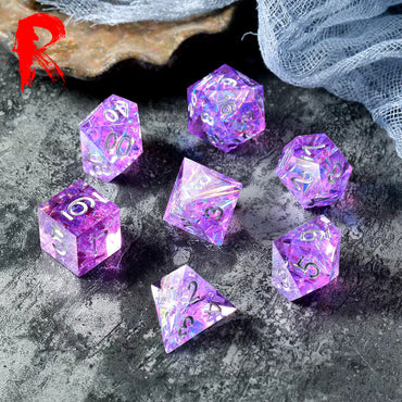 Sharp Edge Resin Constellation Dice - Purple - RPG 7-Dice Set - Ronin Games Dice