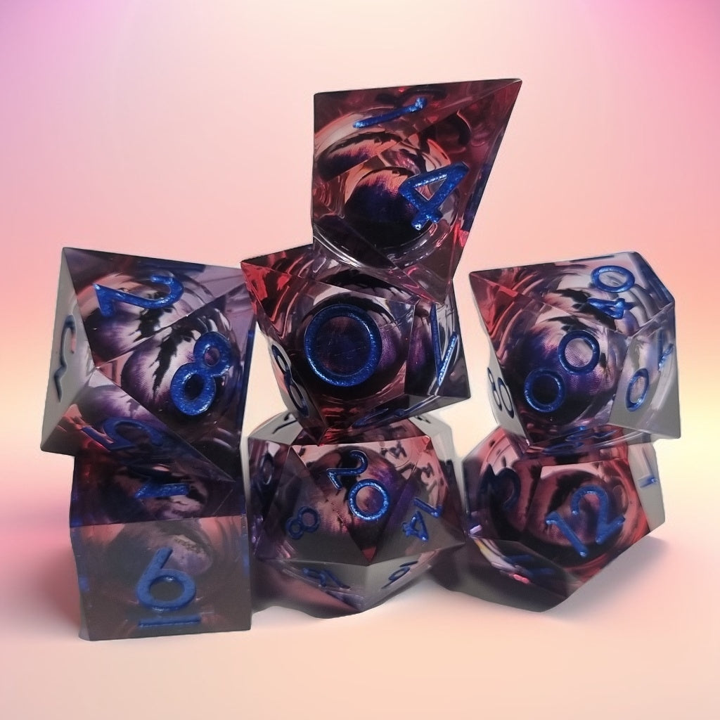 Sharp Edge Liquid Core Eye Dice Set - Purple - Ronin games Dice - SD067