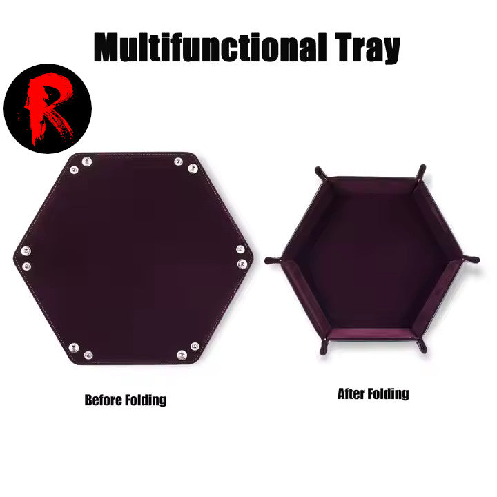 Velvet Folding Hexagonal Dice Tray - Purple (4.2"x4.2") - Ronin Games
