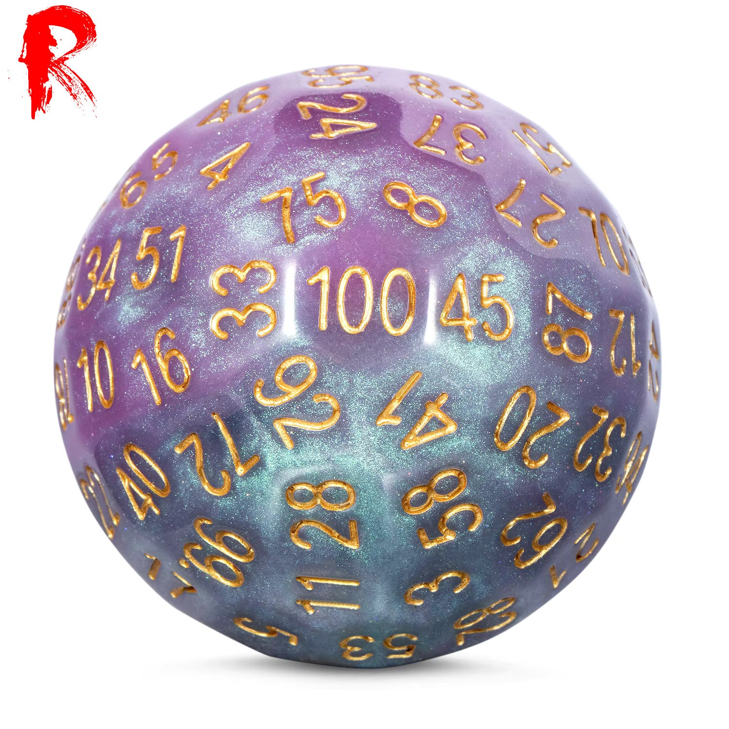 Large D100, 50mm - Pink/Blue Pearlescent - Ronin Games Dice RD017