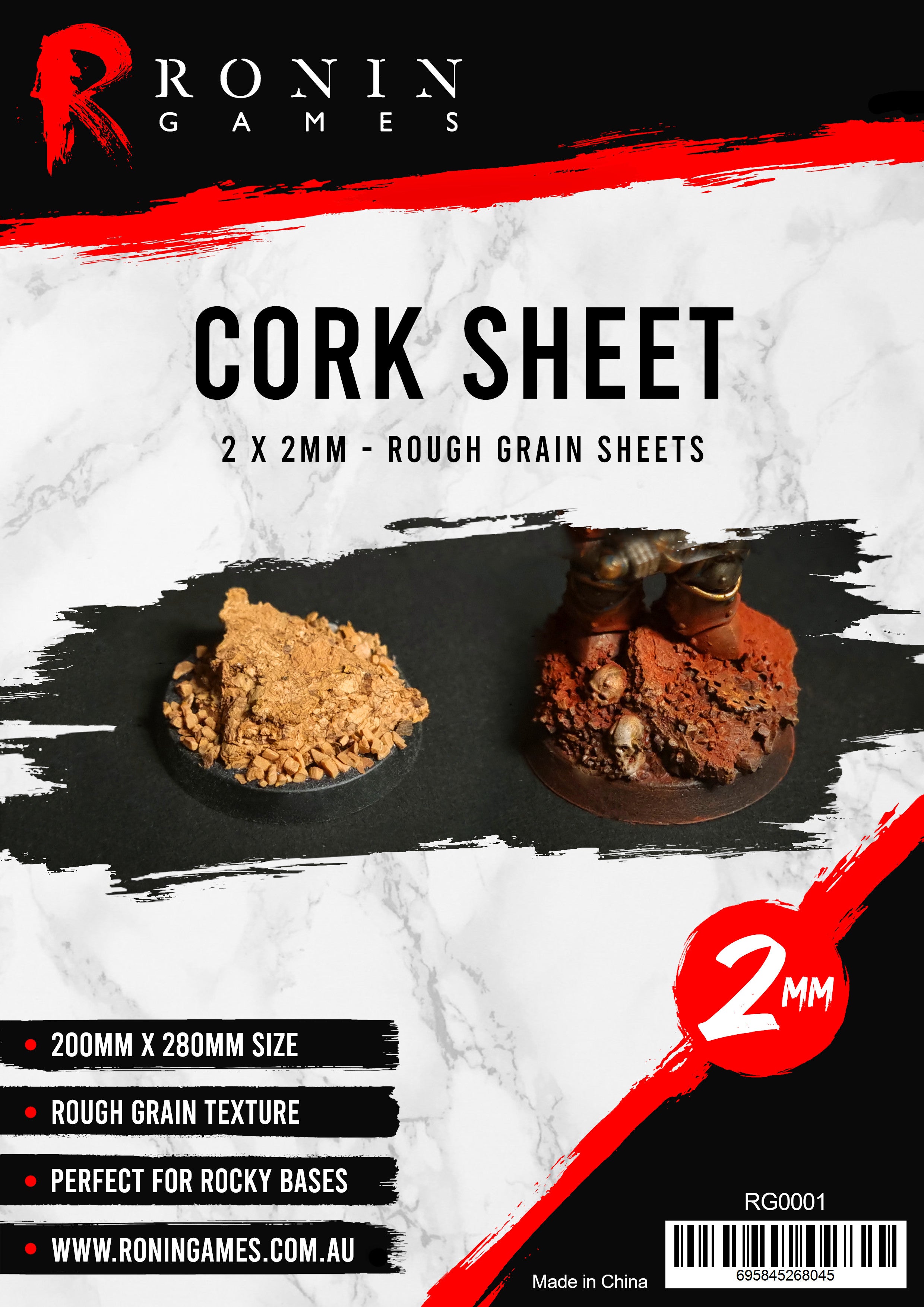 Cork Sheet Rough Grain - 2 sheets - 200x280x2mm