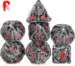 Reaper's Dice - Dark Steel and Red 7-Dice RPG Set - Ronin Dice