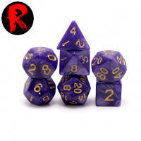 Pearl Purple with Gold Numbers 7-Die RPG Set - Ronin Games Dice ADPE-005