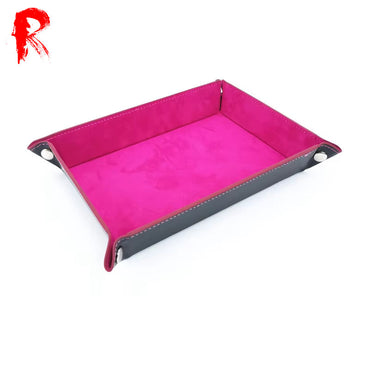 Velvet Folding Dice Tray - Hot Pink (19cm x 13.5cm) - Ronin Games - RGDT-114