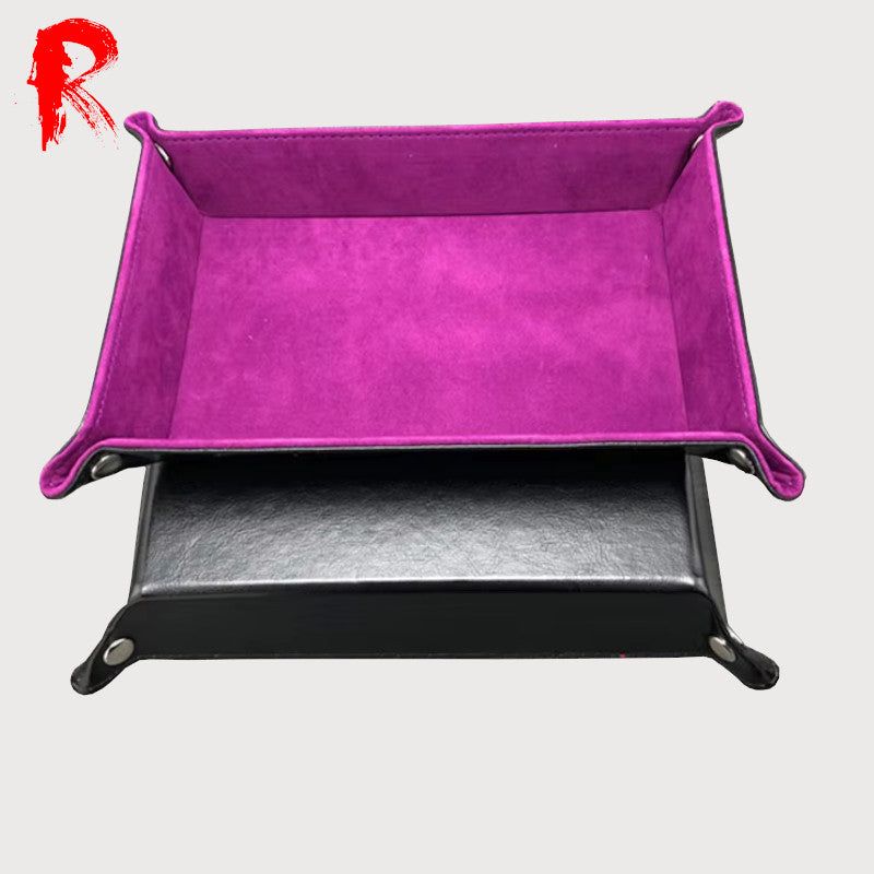 Velvet Folding Dice Tray - Magenta (19cm x 13.5cm) - Ronin Games - RGDT-117