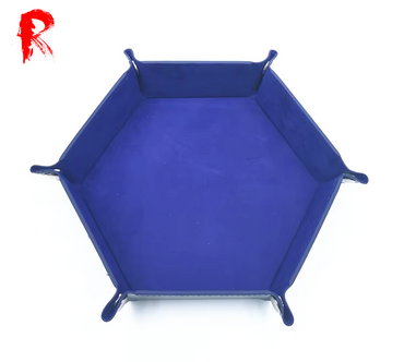 Velvet Folding Hexagonal Dice Tray - Blue (16cm x 16cm) - Ronin Games - RGDT-128