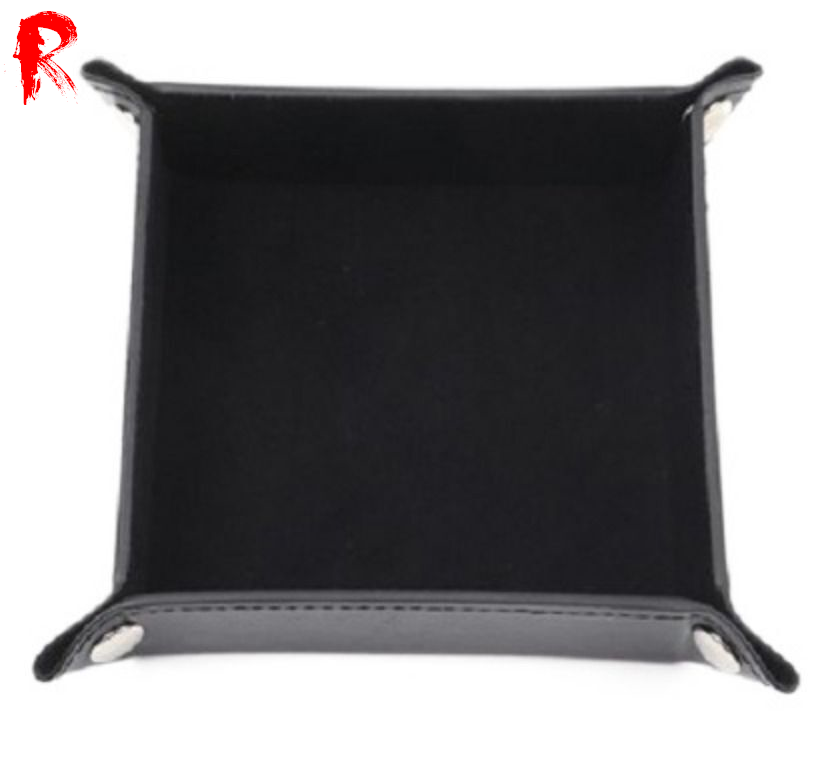 Folding Square Dice Tray - Black - PU Leather (14.5cm x 14.5cm) - Ronin Games - RGDT-132