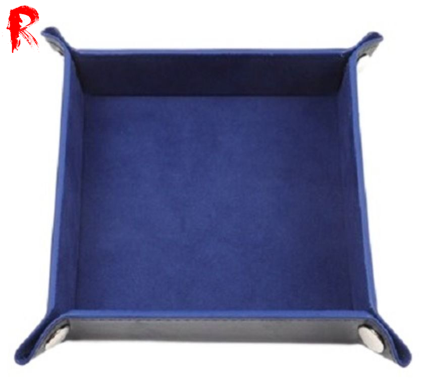 Folding Square Dice Tray - Navy - PU Leather (14.5cm x 14.5cm) - Ronin Games - RGDT-133