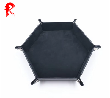 Velvet Folding Hexagonal Dice Tray - Black (16cm x 16cm) - Ronin Games - RGDT-134