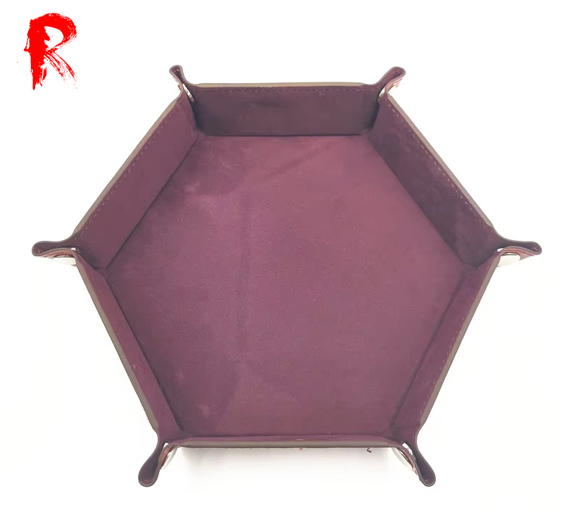 Velvet Folding Hexagonal Dice Tray - Magenta (16cm x 16cm) - Ronin Games - RGDT-136