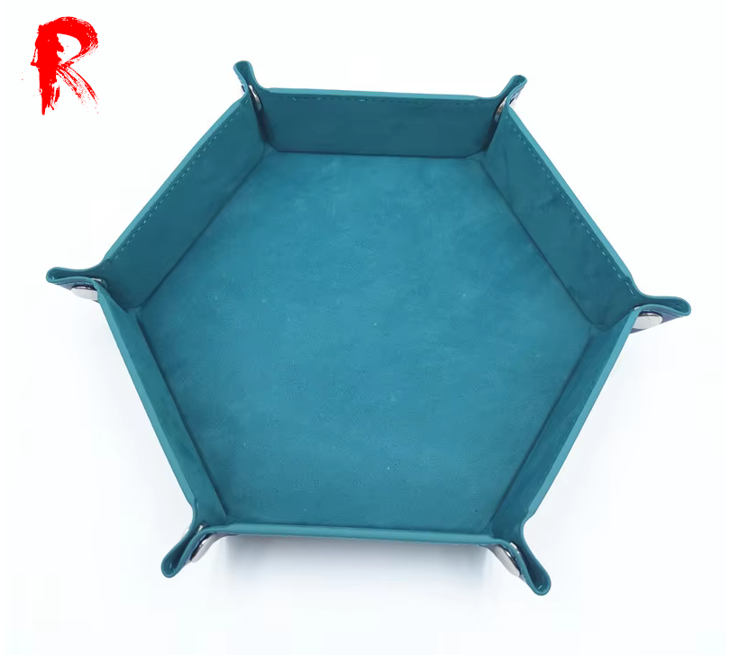 Velvet Folding Hexagonal Dice Tray - Sky Blue (16cm x 16cm) - Ronin Games - RGDT-137